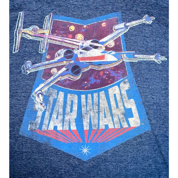 Star Wars X-Wing Fighter Blue Retro 3D Style Shirt - Picture 2 of 8